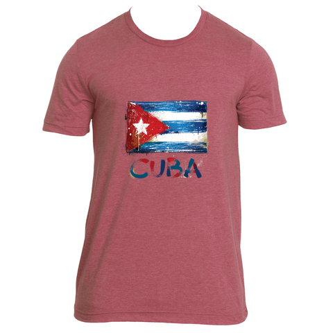 CUBA: GRUNGE PAINTED CUBAN FLAG (Crew Collar)