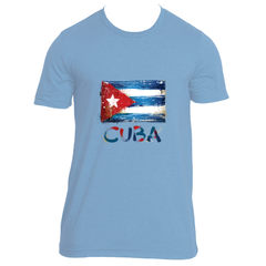 CUBA: GRUNGE PAINTED CUBAN FLAG (Crew Collar)