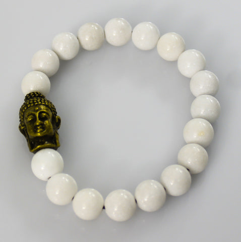 White Bead Gold-Buddha