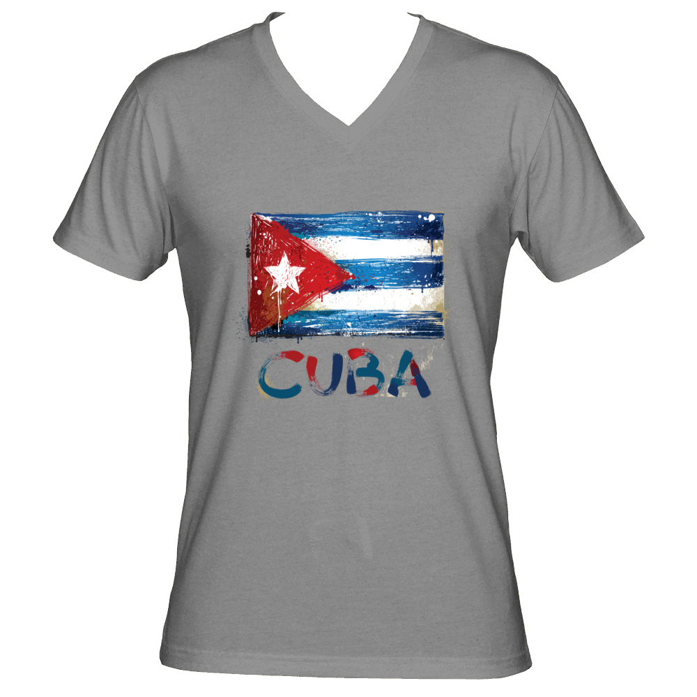 CUBAN GRUNGE PAINTED FLAG (V-Neck)