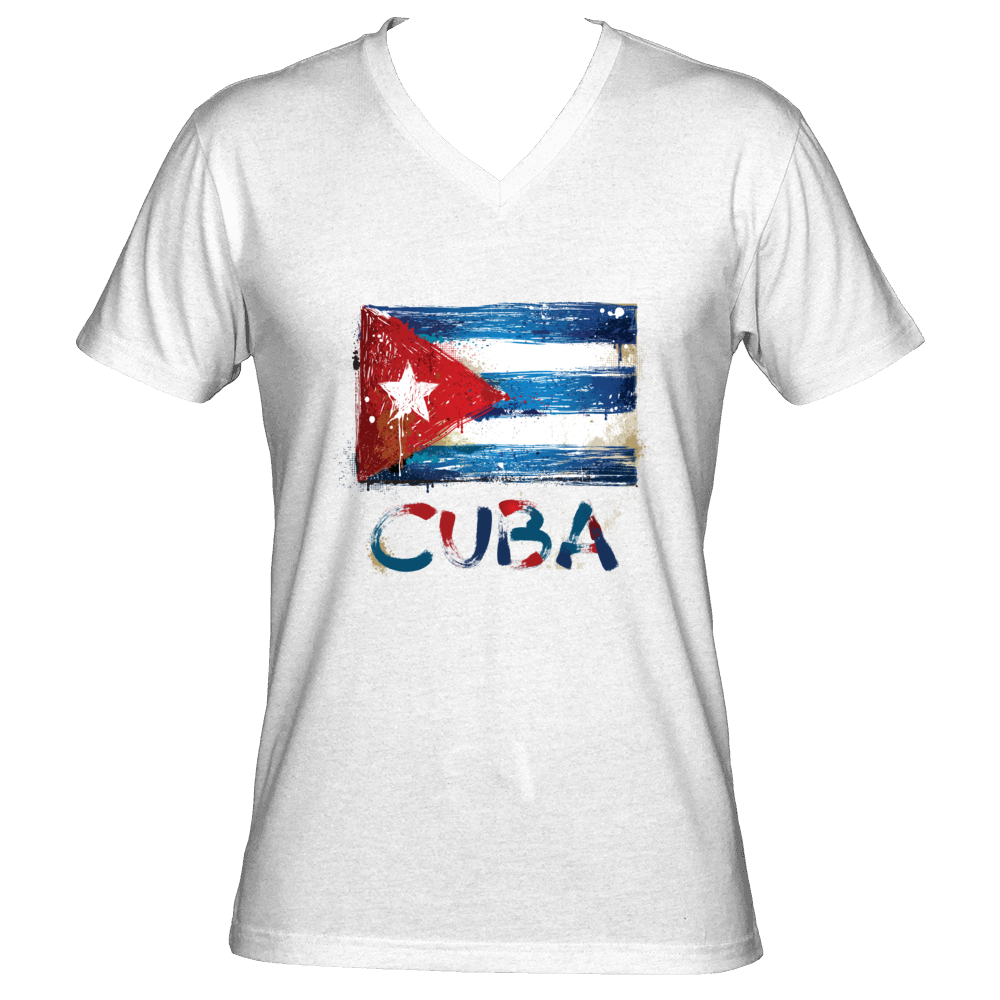 CUBAN GRUNGE PAINTED FLAG (V-Neck)
