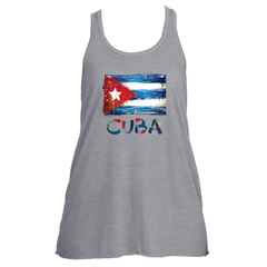 CUBA: GRUNGE PAINTED CUBAN FLAG (Flowy Tank)