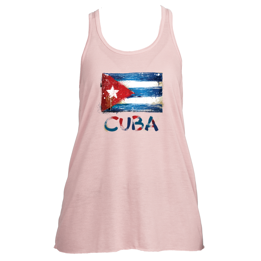CUBA: GRUNGE PAINTED CUBAN FLAG (Flowy Tank)