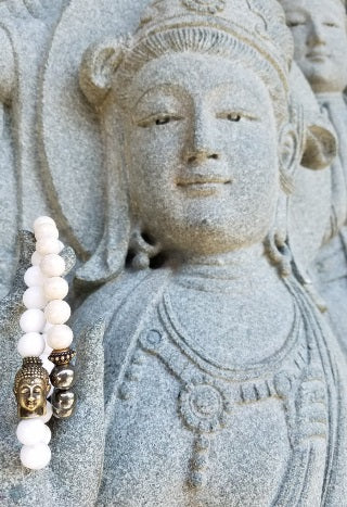 White Bead Gold-Buddha